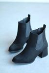Mida Shoes 401 Siyah Süet Lastikli Kadın Bot 