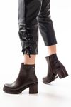 Mida Shoes 767-3020 Kahve Deri Fermuarlı Kadın Bot