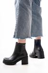 Mida Shoes 767-3020 Siyah Deri Fermuarlı Kadın Bot
