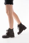 Mida Shoes 02-2003 Kahve Deri Bağcıklı Kadın Bot