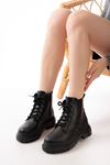 Mida Shoes 812-296 Siyah Deri Bağcıklı Kadın Bot