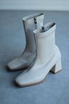 Mida Shoes MSK-033 Bej Deri Topuklu Kadın Bot