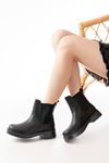 Mida Shoes 02-2137 Siyah Deri Lastikli Kadın Bot