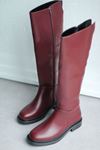 Mida Shoes 2024-3007 Bordo Deri Kadın Çizme
