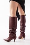 Mida Shoes SR-2001 Bordo Deri Kadın Çizme