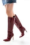 Mida Shoes SYT-2004 Bordo Rugan Kadın Çizme