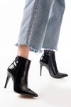 Mida Shoes VRT-4802 Siyah Kroko İnce Topuklu Kadın Bot