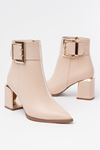 Mida Shoes DNZ-400 Bej Deri Toka Aksesuarlı Kadın Bot