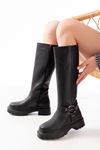 Mida Shoes 236-3021 Siyah Deri Günlük Kadın Çizme