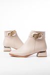Mida Shoes RM-504 Bej Deri Toka Aksesuarlı Kadın Bot