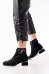 Mida Shoes RM-504 Siyah Süet Toka Aksesuarlı Kadın Bot