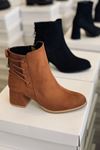 Mida Shoes 630 Taba Süet Fermuarlı Kadın Bot