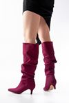 Mida Shoes SR-2001 Bordo Süet Kadın Çizme