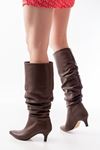 Mida Shoes SR-2001 Kahve Deri Kadın Çizme