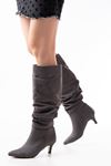 Mida Shoes SR-2001 Gri Süet Kadın Çizme