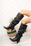 Mida Shoes SR-2001 Siyah Deri Kadın Çizme