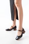 Mida Shoes ST-006 Siyah Rugan Leopar Desenli Topuklu Ayakkabı