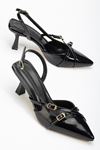 Mida Shoes ST-005 Siyah Rugan Topuklu Ayakkabı