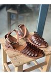 Mida Shoes YAKALİ Kahve Deri Terlik 