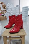 Mida Shoes Kırmızı Rugan Topuklu Kadın Bot   