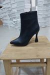 Mida Shoes Siyah Deri Topuklu Kadın Bot    