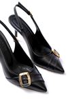 Mida Shoes İNF-1151 Siyah Deri Topuklu Ayakkabı