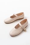 Mida Shoes İNF-324 Bej Baretli Tokalı Günlük Kadın Babet