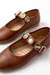 Mida Shoes İNF-6363 Taba Baret Tokalı Günlük Bayan Ayakkabı