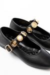 Mida Shoes İNF-6363 Siyah Baret Tokalı Günlük Bayan Ayakkabı