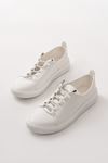 Mida Shoes MK-9026 Beyaz Bağcıklı Taş Aksesuarlı Günlük Spor Ayakkabı