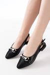 Mida Shoes İNF-120 Siyah Günlük Fileli Taş Aksesuarlı Kadın Babet