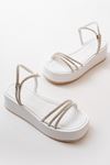 Mida Shoes 861-1100 Beyaz Taşlı Dolgu Kadın Sandalet