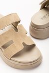 Mida Shoes 24422-HERMES Bej Dolgu Topuk Kadın Sandalet