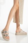 Mida Shoes 824422-1180 Bej Dolgu Topuk Kadın Sandalet