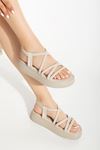 Mida Shoes 24413-841 Bej Dolgu Topuk Kadın Sandalet