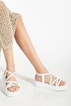 Mida Shoes 24413-841 Beyaz Dolgu Topuk Kadın Sandalet