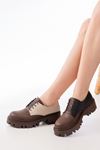 Mida Shoes 868-754 Kahverengi Garni Bağcıklı Günlük Yüksek Tabanlı Loafer Ayakkabı
