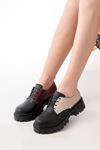 Mida Shoes 868-754 Siyah Garni Bağcıklı Günlük Yüksek Tabanlı Loafer Ayakkabı