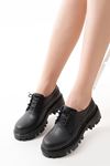 Mida Shoes 868-754 Siyah Bağcıklı Günlük Yüksek Tabanlı Loafer Ayakkabı