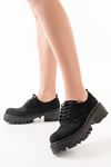 Mida Shoes 868-754 Siyah Süet Bağcıklı Günlük Yüksek Tabanlı Loafer Ayakkabı