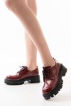 Mida Shoes 868-754 Bordo Rugan Bağcıklı Günlük Yüksek Tabanlı Loafer Ayakkabı