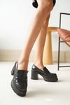 Mida Shoes NVL-506 Siyah Günlük Yüksek Topuklu Platform Loafer Kadın Ayakkabı