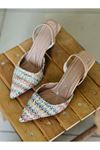 Mida Shoes 1033 Hasır Renkli Topuklu Ayakkabı