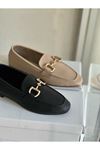 Mida Shoes Bonnie Siyah Deri Tokalı Kadın Babet