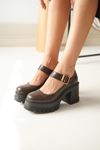 Mida Shoes NVL-1006 Kahverengi Günlük Yüksek Topuklu Platform Loafer Kadın Ayakkabı