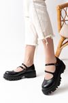 Mida Shoes 868-756 Siyah Rugan Günlük Yüksek Tabanlı Loafer Ayakkabı