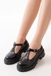 Mida Shoes 868-757 Siyah Rugan Günlük Yüksek Tabanlı Loafer Ayakkabı