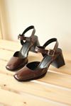 Mida Shoes İNF-40450 Kahve Rugan Günlük Arkası Açık Topuklu Bayan Ayakkabı