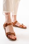 Mida Shoes 205-091 Taba Ortopedik Hakiki Deri Kadın Sandalet