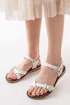 Mida Shoes 205-091 Beyaz Ortopedik Hakiki Deri Kadın Sandalet